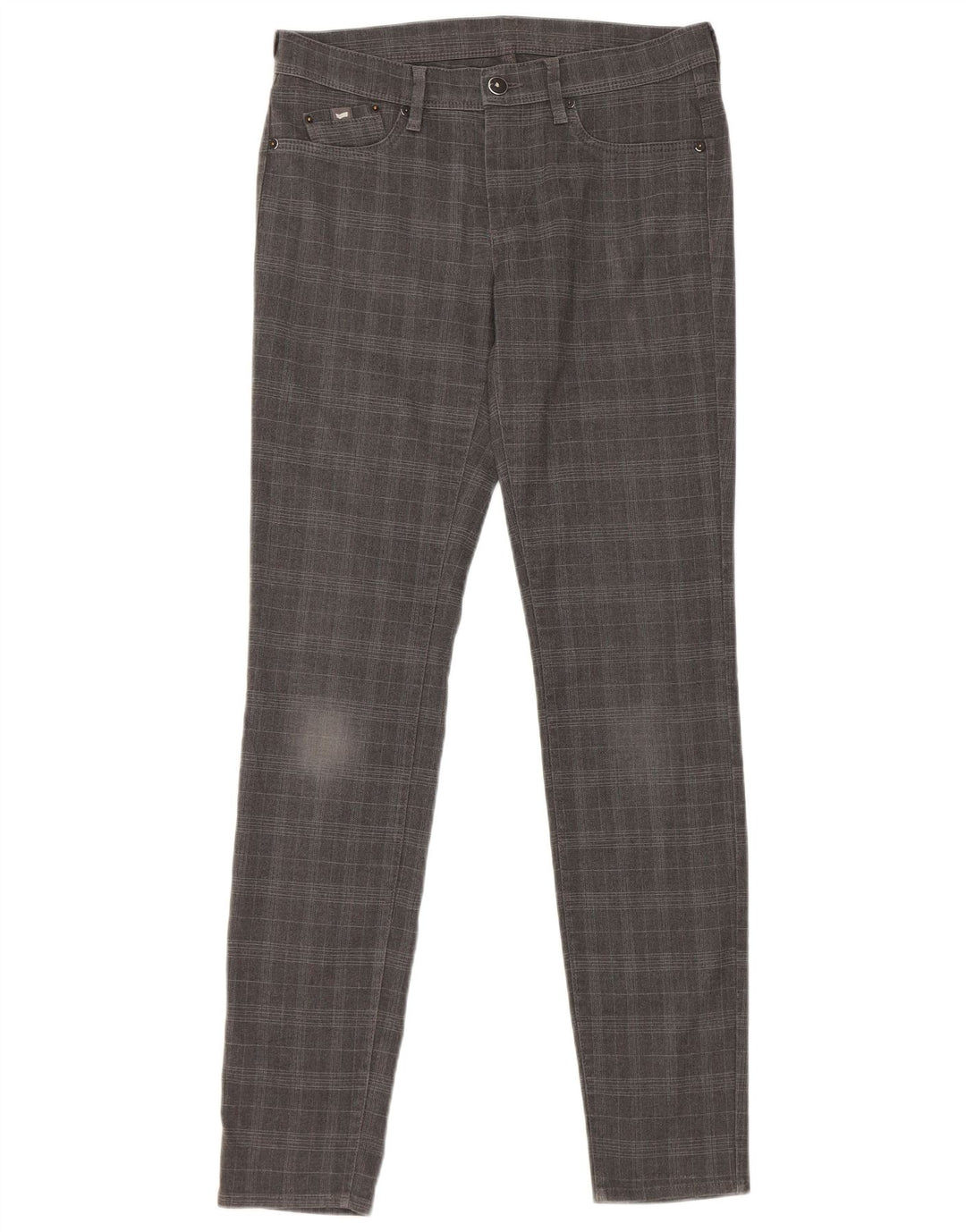 Gas Womens Slim Casual Trousers W28 L32 Grey Check Polyester