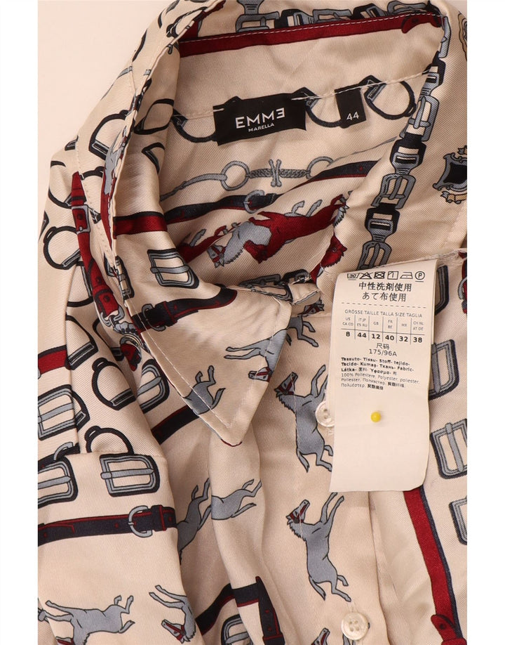 Marella Womens EMME Shirt UK 12 Medium Beige Geometric Polyester