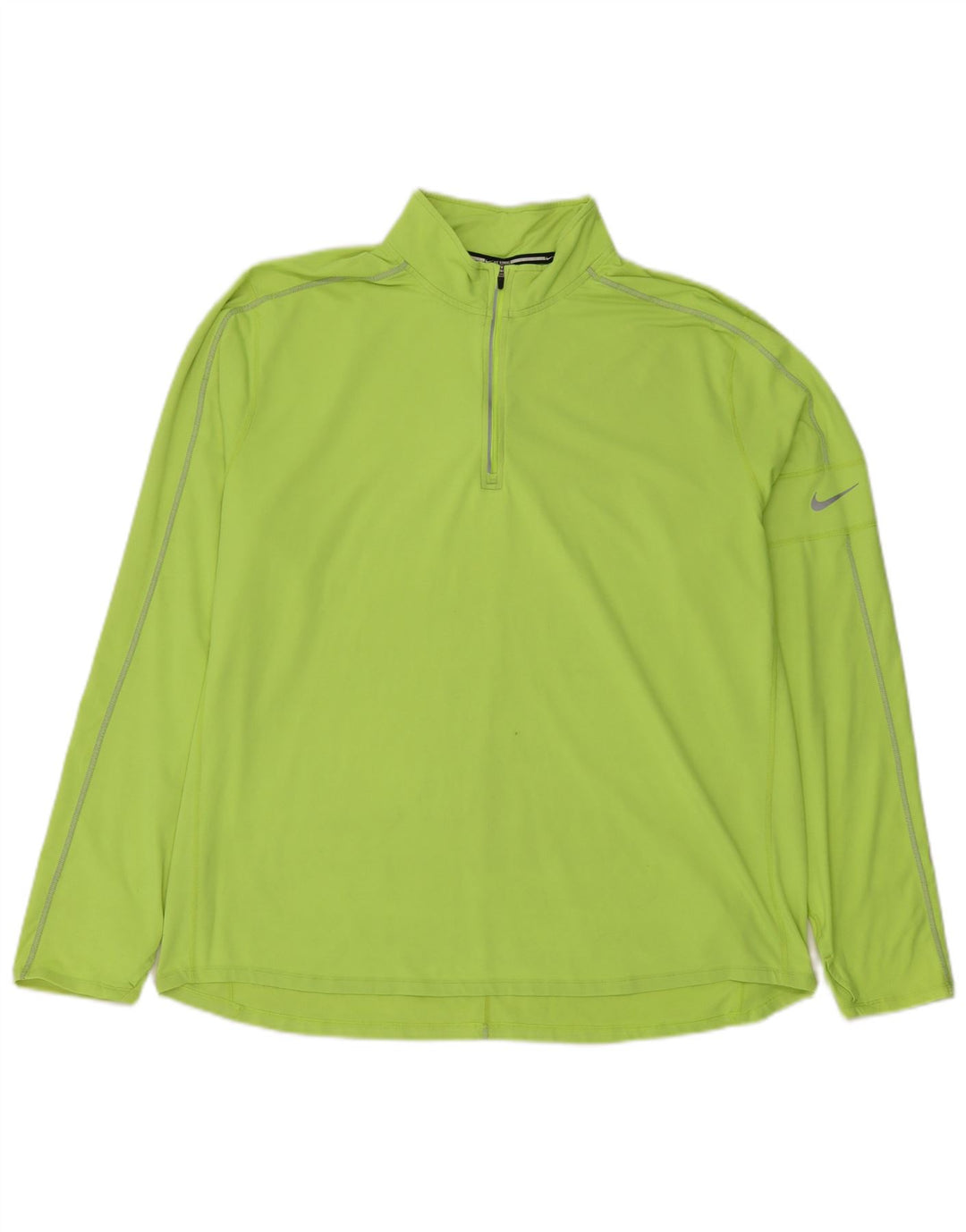 Nike Mens Dri Fit Zip Neck Pulôver Treino Top 2XL Verde Poliéster