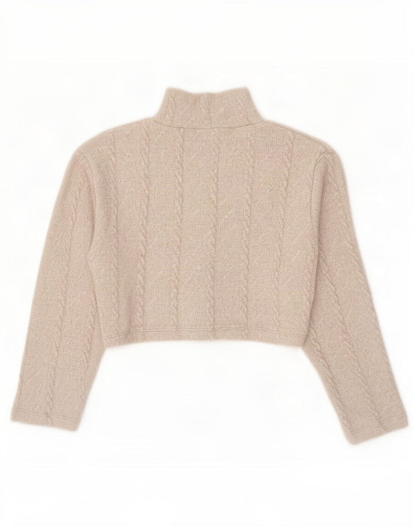 Zara Womens Crop Top Langærmet UK 10 Small Beige Polyester