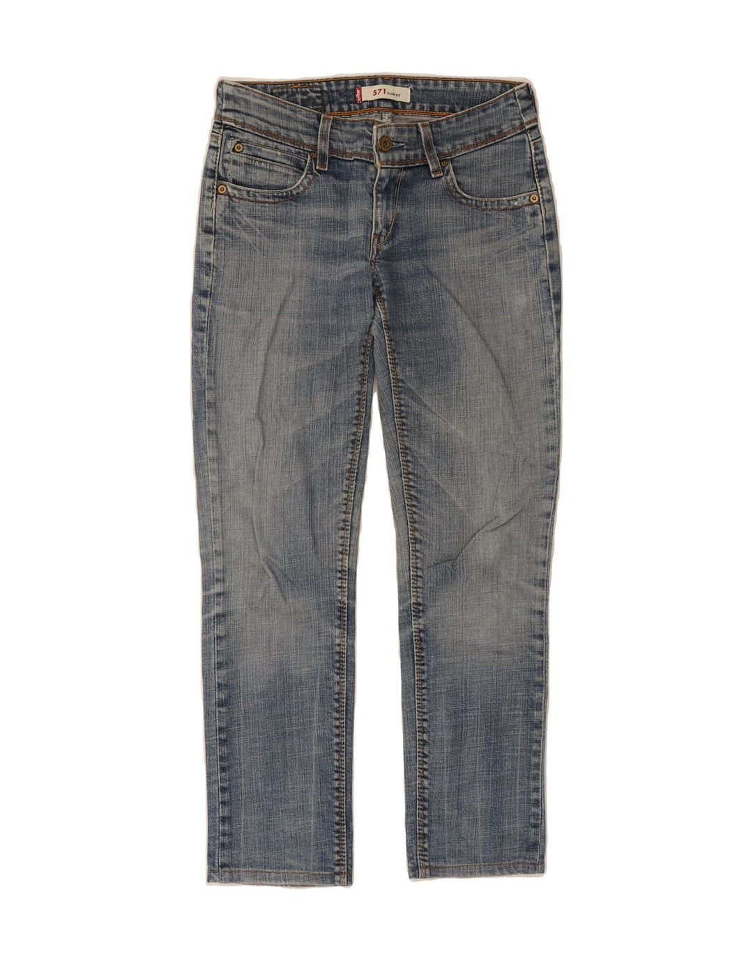 LEVI'S Womens 571 Slim Jeans W29 L27 Blue Cotton Vintage Levi's and Second-Hand Levi's from Messina Hembry 