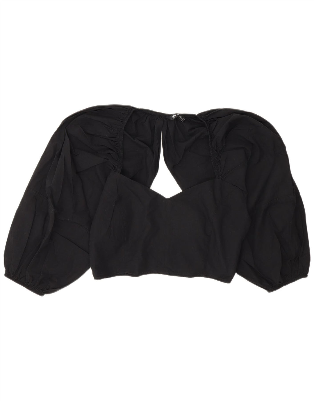 Zara Damen Crop Bluse Top UK 14 Large Schwarz