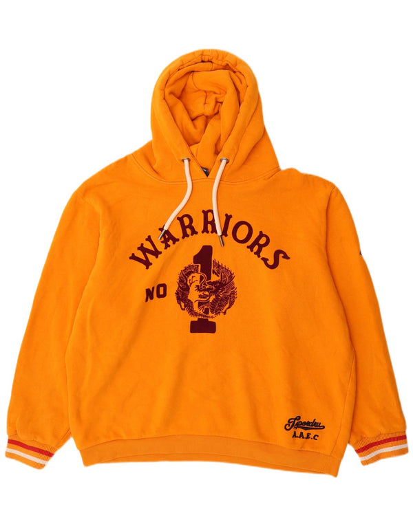 Felpa con cappuccio da uomo con vestibilità ampia grafica Superdry, cotone a righe arancioni medie