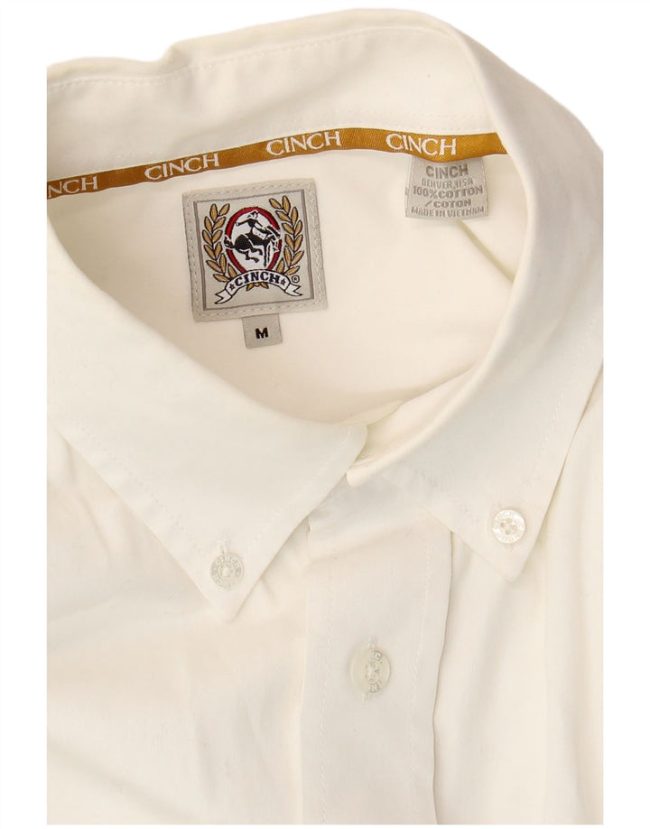 VINTAGE Mens Shirt Medium White Cotton