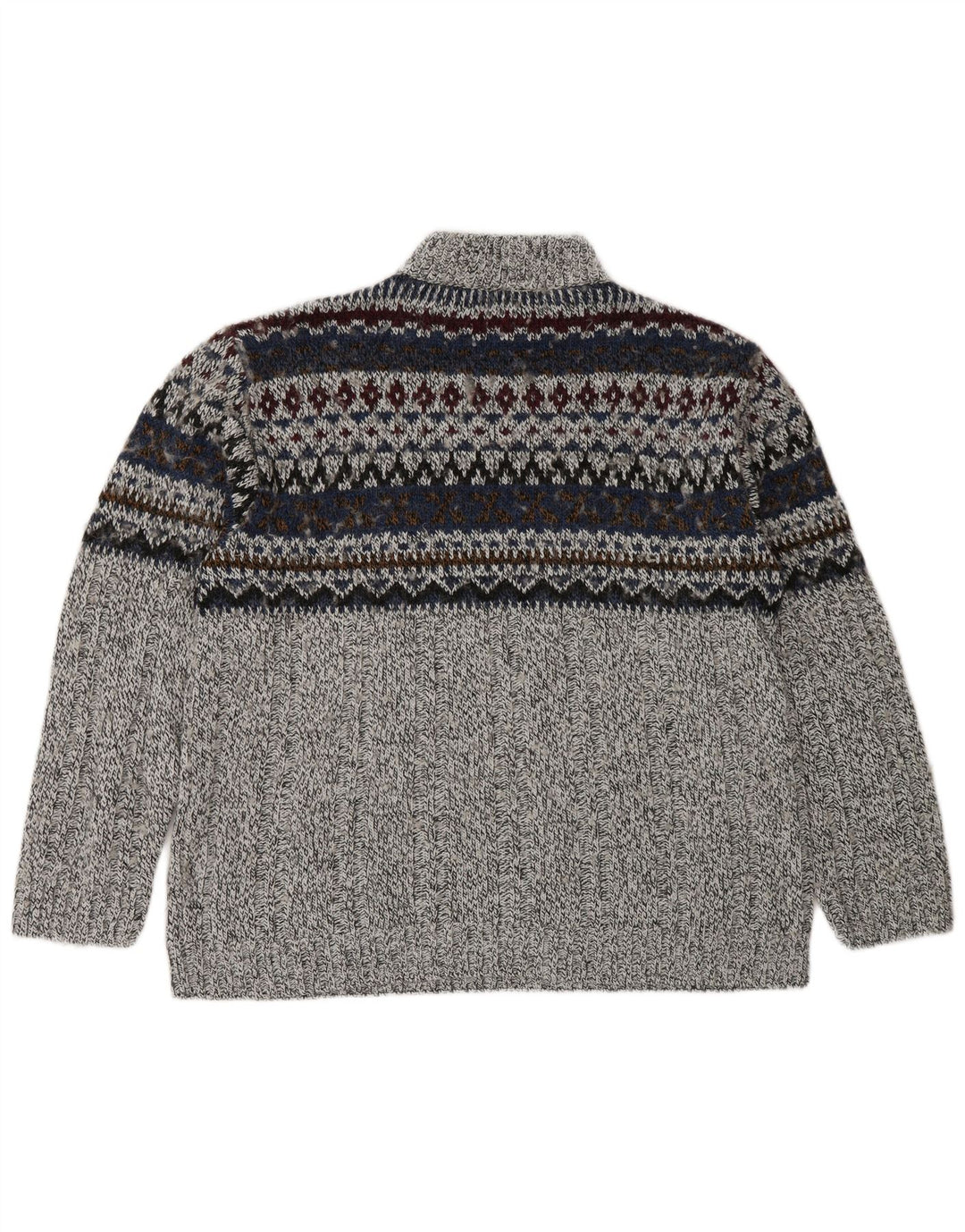 Canda Herre Zip Neck Jumper Sweater Medium Grey Fair Isle Akryl