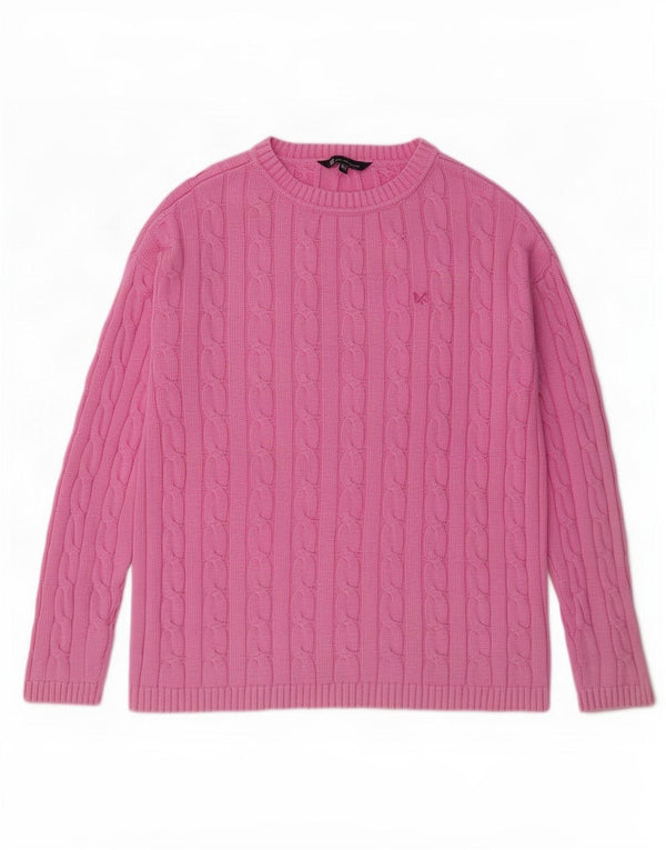 Crew Clothing Pulover pentru femei cu gât de barcă UK 14 mare bumbac roz