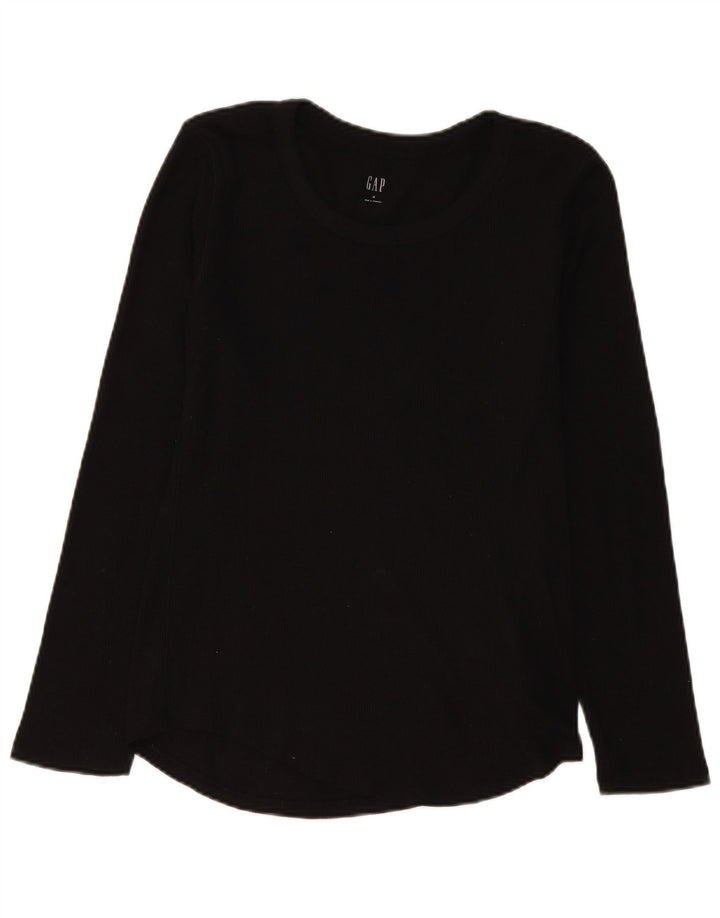 Gap Womens Top Long Sleeve UK 12 Medium Black Cotton