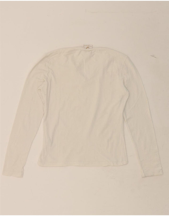 NORTH SAILS Womens Top Long Sleeve UK 14 Medium White Cotton Vintage North Sails and Second-Hand North Sails from Messina Hembry 
