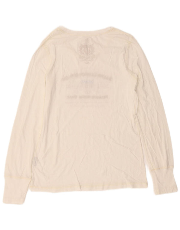Ralph Lauren Haut graphique à manches longues pour femme UK 8 Small Blanc