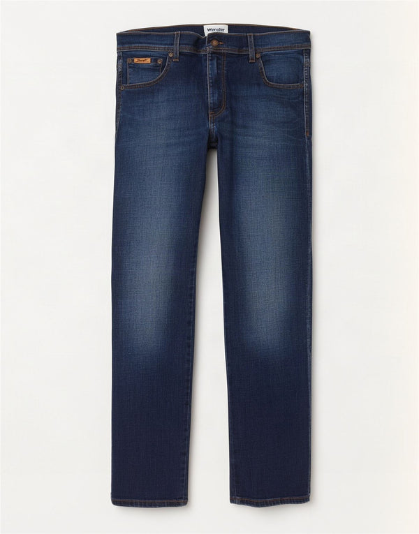 Wrangler Mens Texas Straight Jeans W34 L32 sötétkék pamut