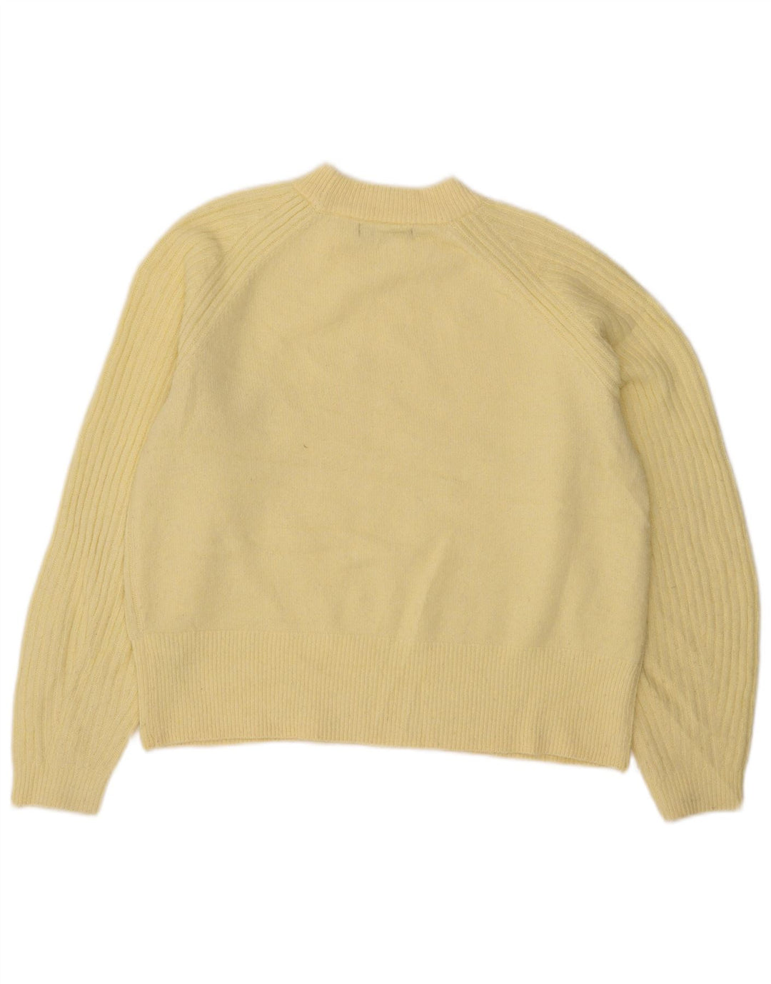 Marks & Spencer Womens Crew Neck Jumper Sweater UK 14 Medium Yellow Acrylic