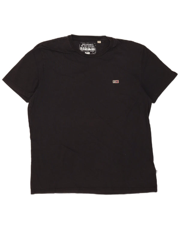Napapijri Mens Graphic T-Shirt Top 2XL Black Cotton
