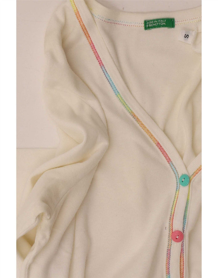 Benetton Womens Crop Cardigan Sweater UK 8 Small White