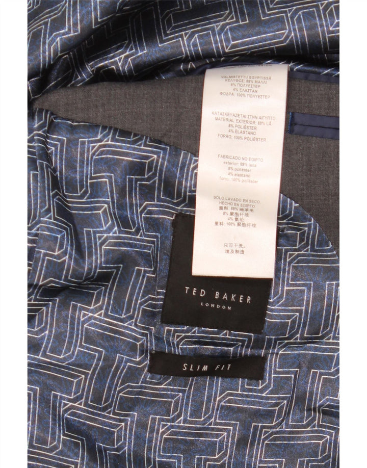 TED BAKER Mens 2 Button Slim Fit Blazer Jacket UK 40 Large Grey Wool