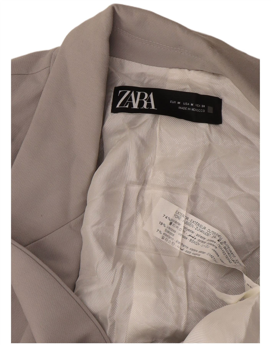 Giacca blazer a 1 bottone da donna Zara UK 14 Poliestere grigio medio