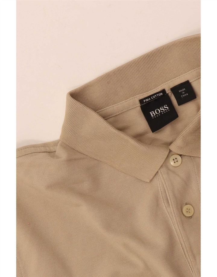 Hugo Boss Mens Polo Shirt Small Beige Cotton