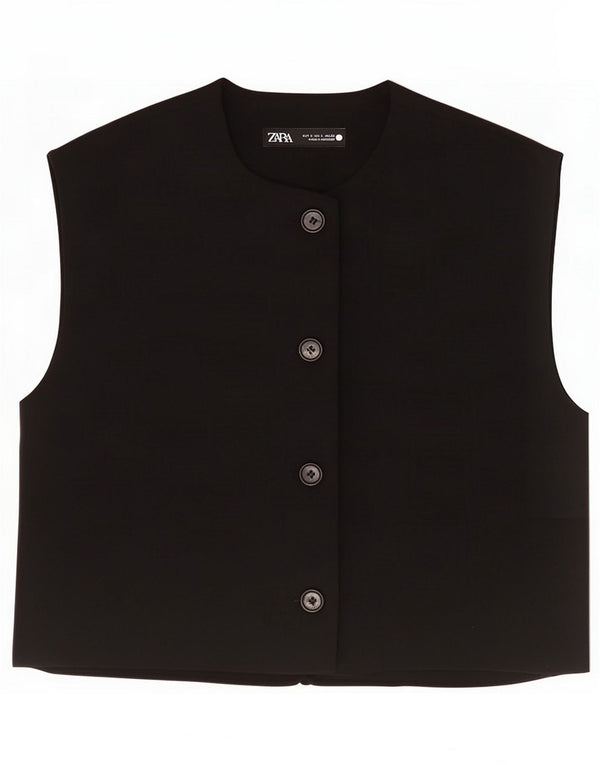 Zara Womens Crop vest UK 10 Small Black Polyester