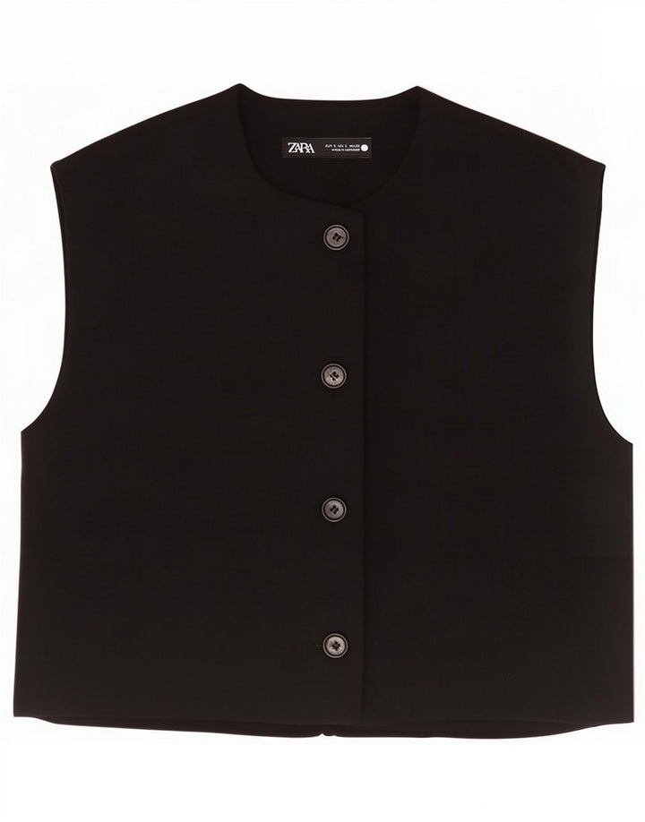Zara Womens Crop vest UK 10 Small Black Polyester