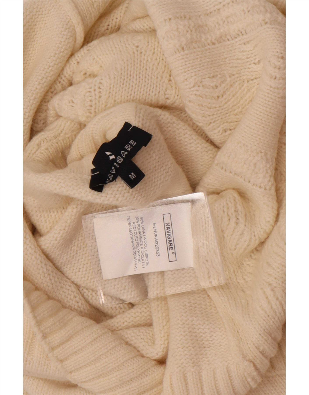 Navigare Mens Roll Neck Jumper Sweater Medium Off White Wool