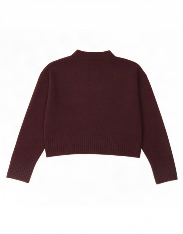 Zara Pull court à col roulé pour femme UK 14 Large Violet