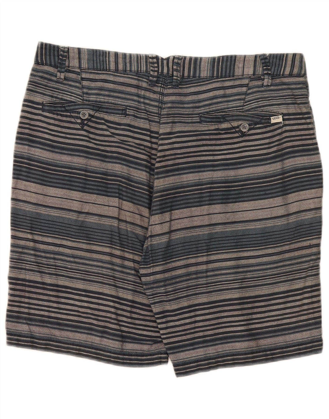 Vans Mens Casual Shorts W34 Large Blue Striped Cotton