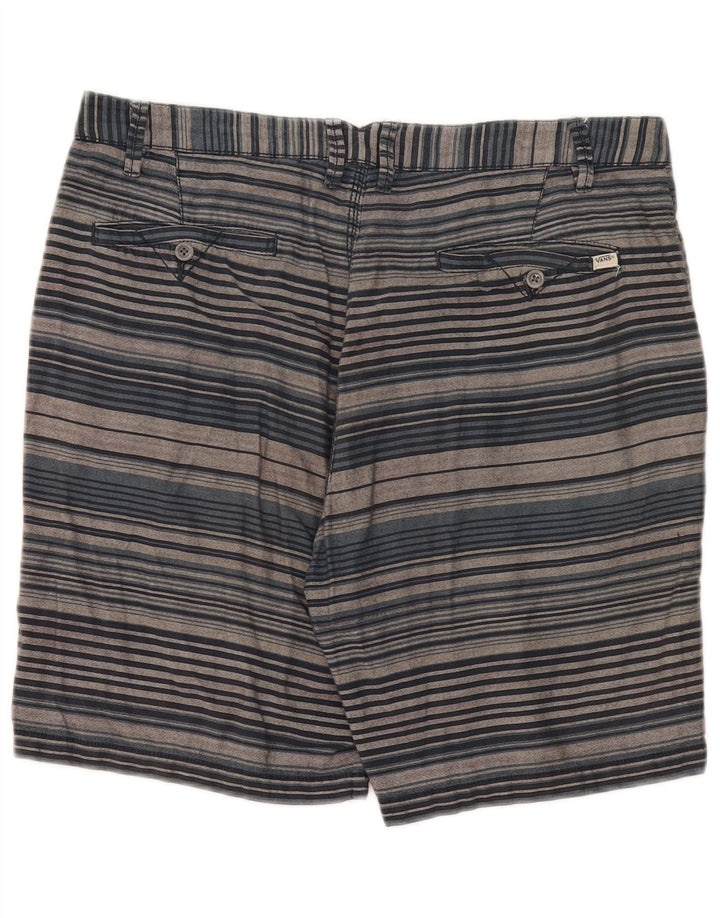 Vans Mens Casual Shorts W34 Large Blue Striped Cotton