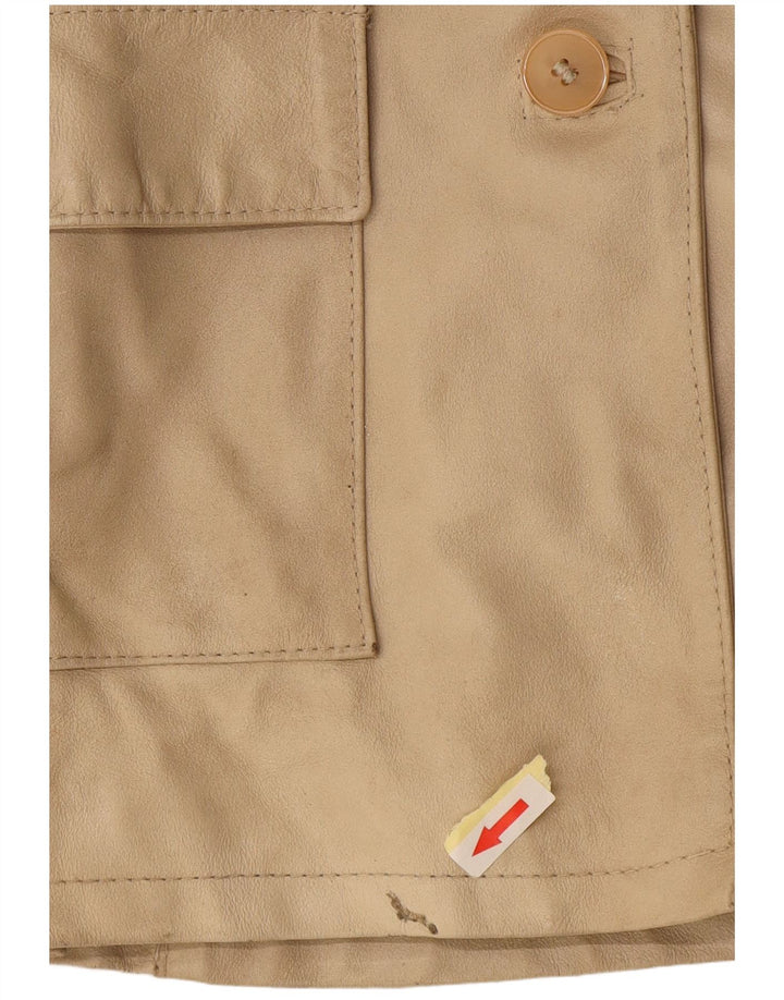 Viamaestra Womens Leather Jacket UK 12 Medium Beige Leather