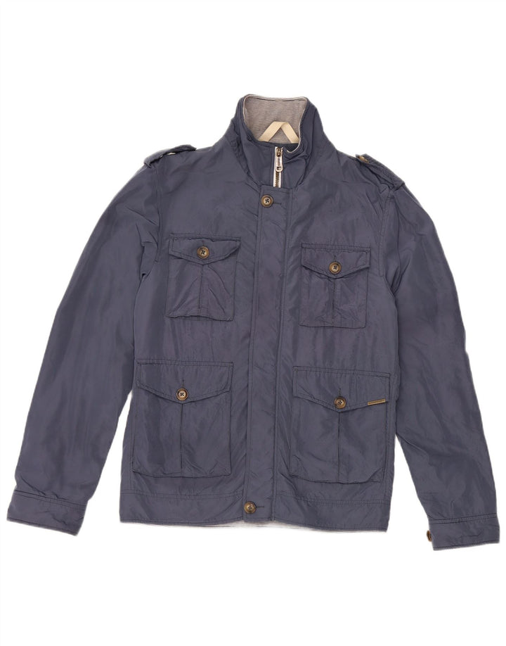 ESPRIT Mens Military Jacket UK 36 Small Navy Blue Polyester