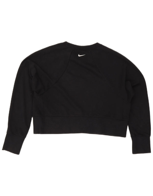 Nike Femme Crop Graphic Sweat-shirt surdimensionné UK 10 Petit Noir