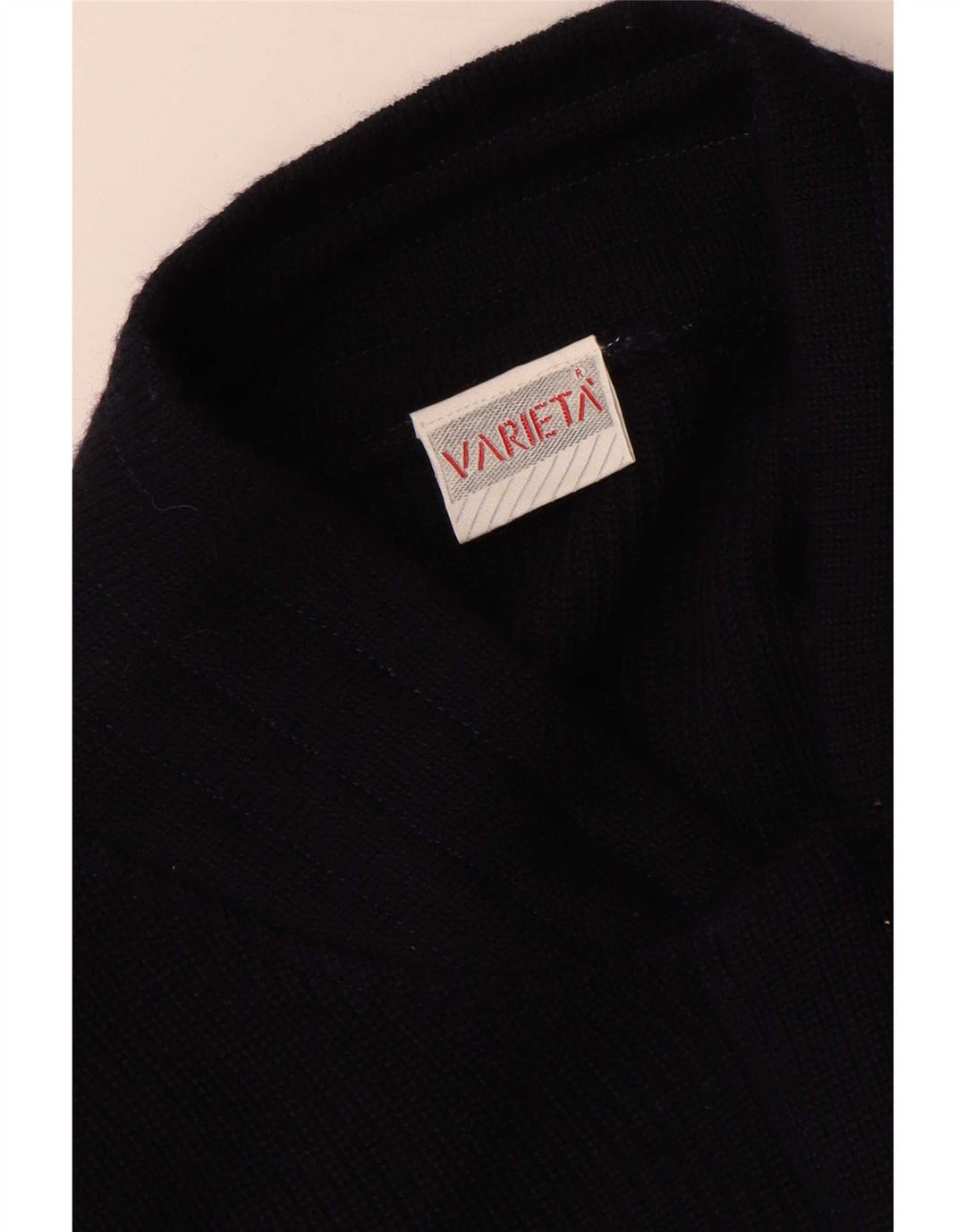 Vintage Mens Cardigan Sweater Large Navy Blue Colourblock Wool