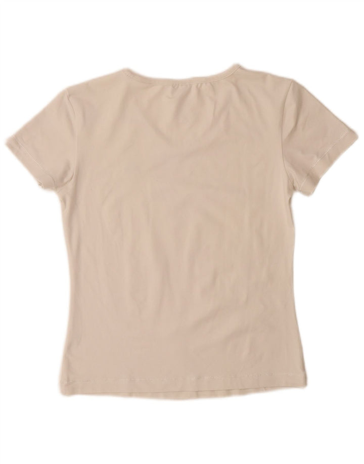 Adidas Womens T-Shirt Top UK 14 Medium Off White Polyamide