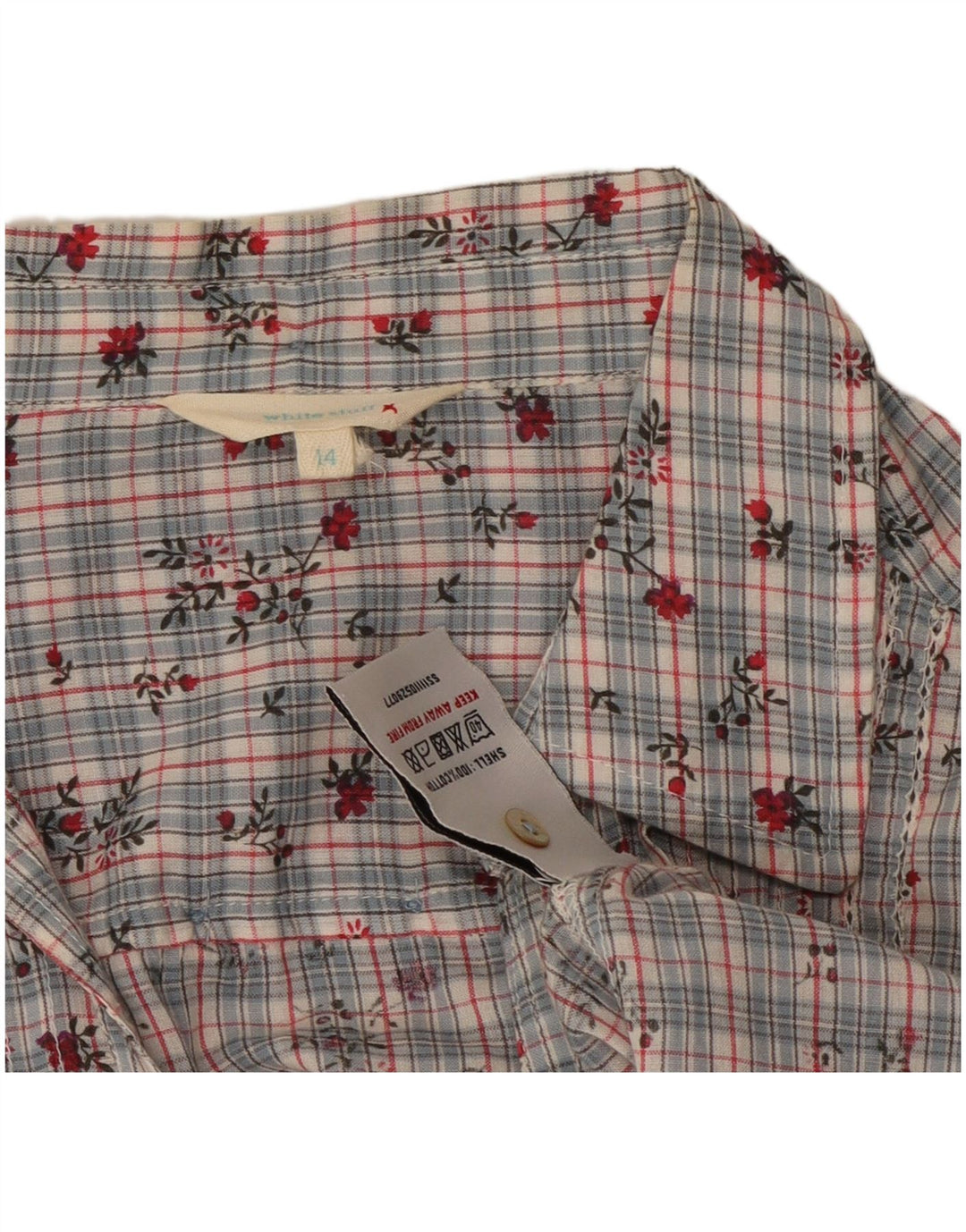 White Stuff Womens Shirt Bluse UK 14 Medium Grey Floral Cotton
