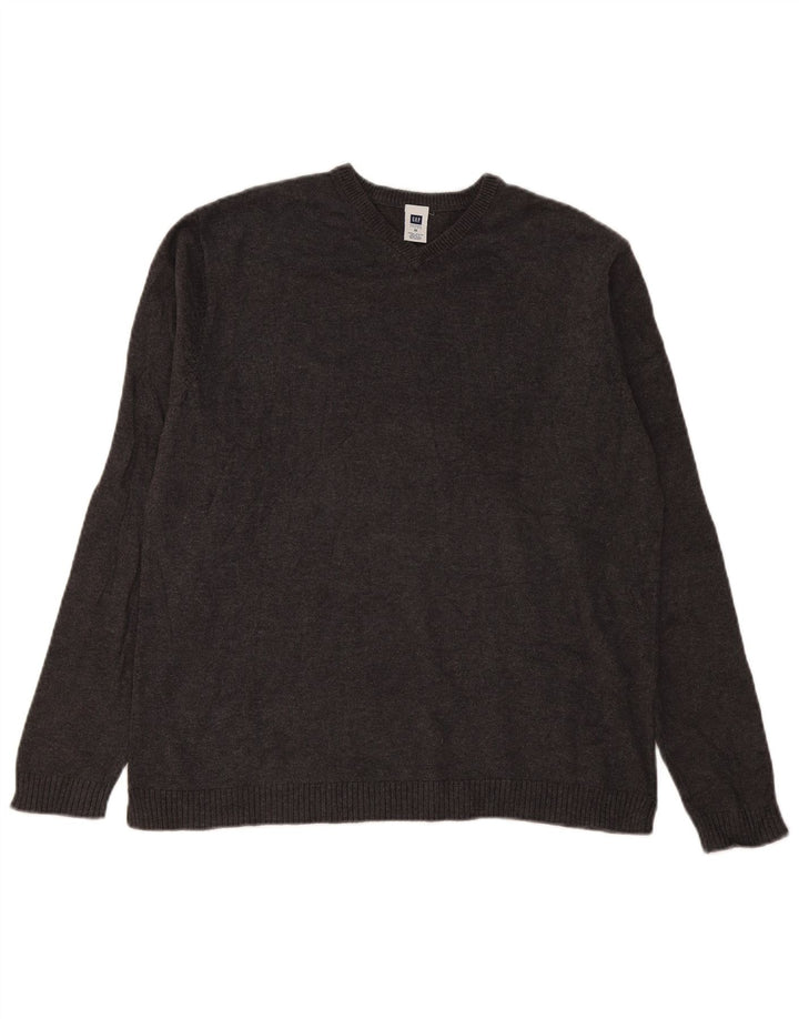 Gap Mens V-Neck Jumper Sweater Medium Grey Cotton