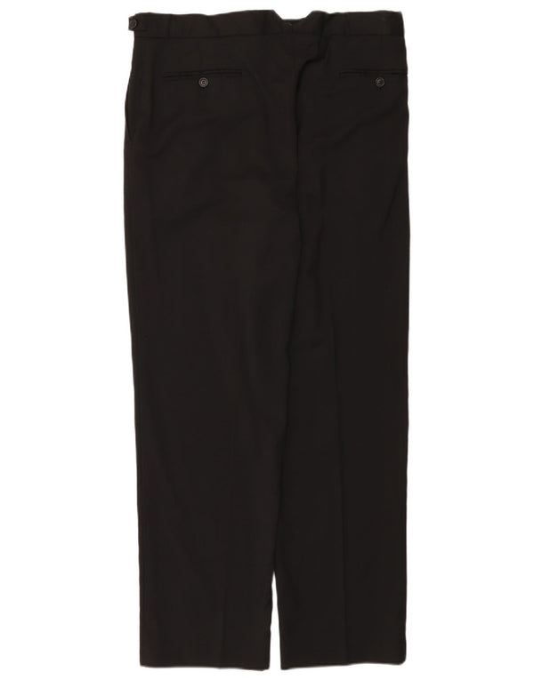 Marks & Spencer Mens Straight Suit Trousers W34 L31 Black Wool