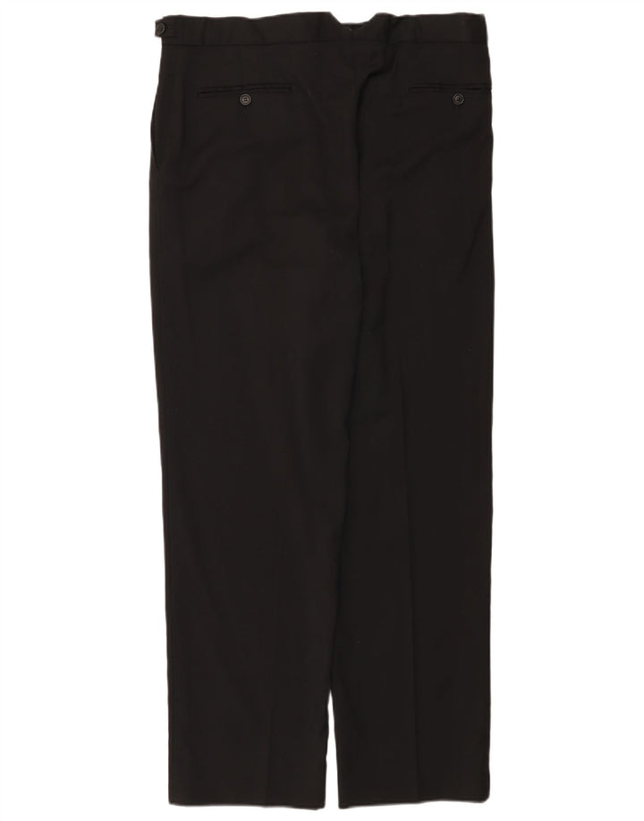Marks & Spencer Mens Straight Suit Trousers W34 L31 Black Wool