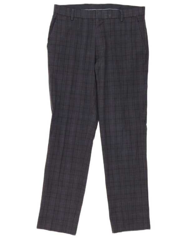 Pantaloni chino slim fit da uomo Marks & Spencer W30 L29 blu navy a quadri