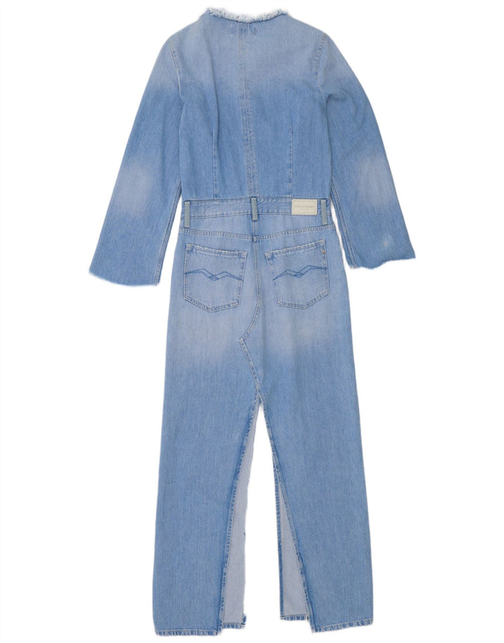 Replay Womens Denim Jumpsuit UK 10 Small Blue Cotton
