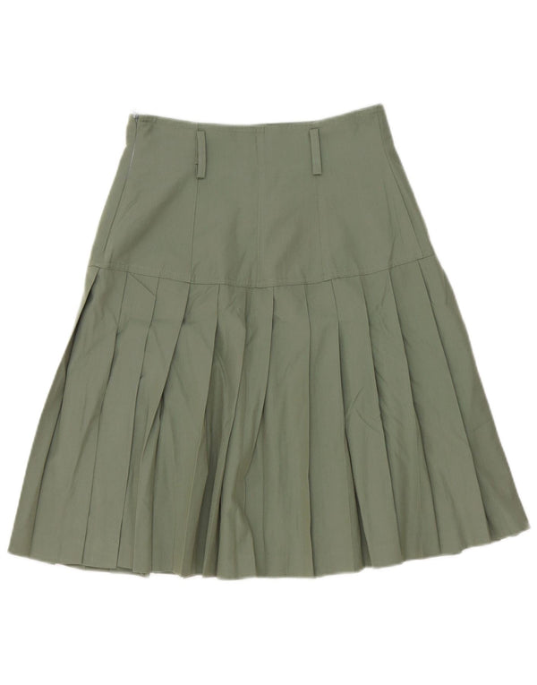 La Madeleine Womens High Waist Knife Pleated Skirt Small W26 Green