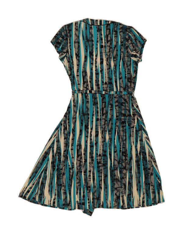 BCBGMAXAZRIA Womens Wrap Dress UK 12 Medium Blue Striped Polyester