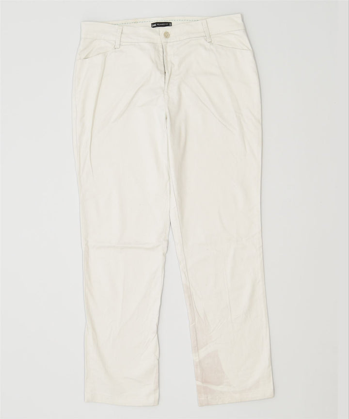 LEE Womens Relaxed Fit Straight Casual Trousers W38 L33 White Cotton | Vintage | Thrift | Second-Hand | Used Clothing | Messina Hembry 