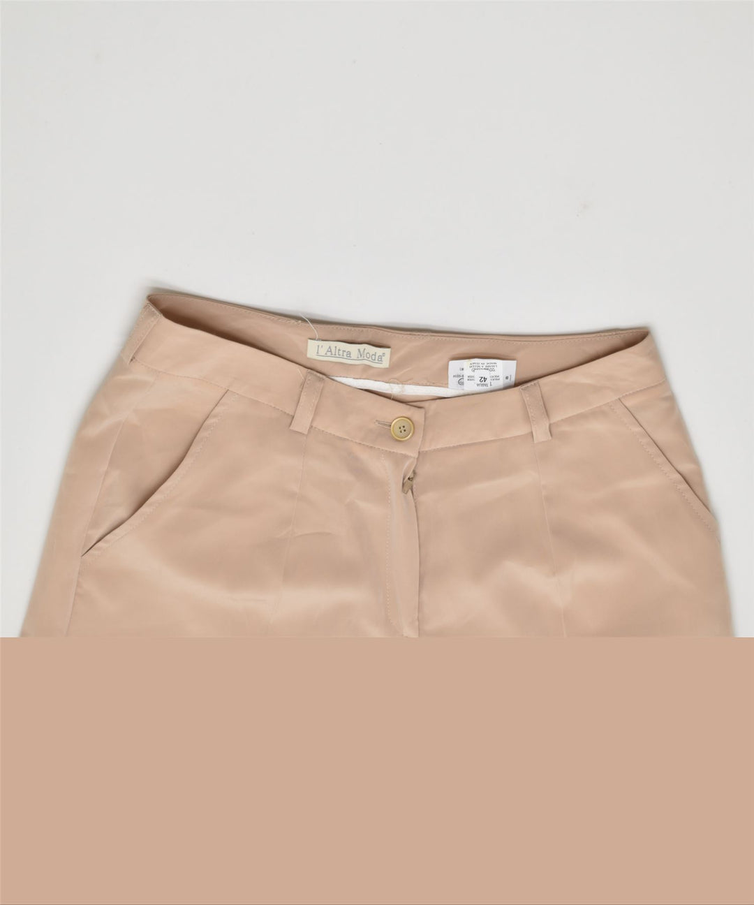 L'ALTRA MODA Womens Slim Chino Trousers IT 42 Medium W28 L28 Beige | Vintage | Thrift | Second-Hand | Used Clothing | Messina Hembry 