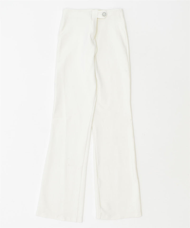 VINTAGE Girls Bootcut Casual Trousers 7-8 Years W26 L30 White Nylon | Vintage | Thrift | Second-Hand | Used Clothing | Messina Hembry 