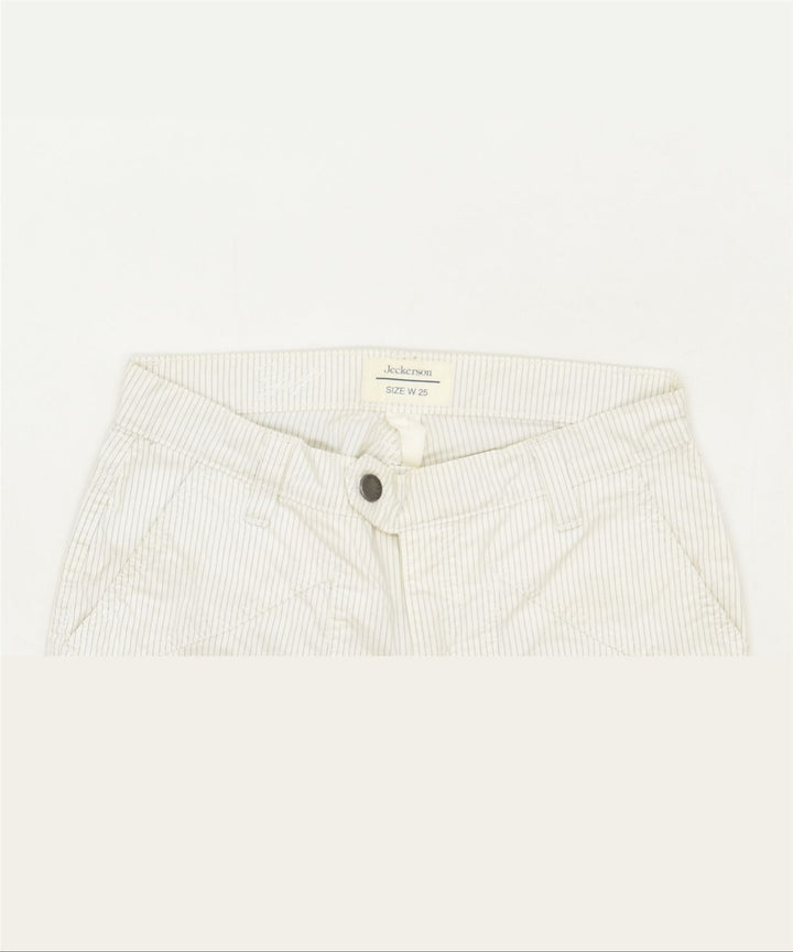 JECKERSON Womens Chino Shorts W25 XS White Pinstripe Cotton Classic | Vintage | Thrift | Second-Hand | Used Clothing | Messina Hembry 