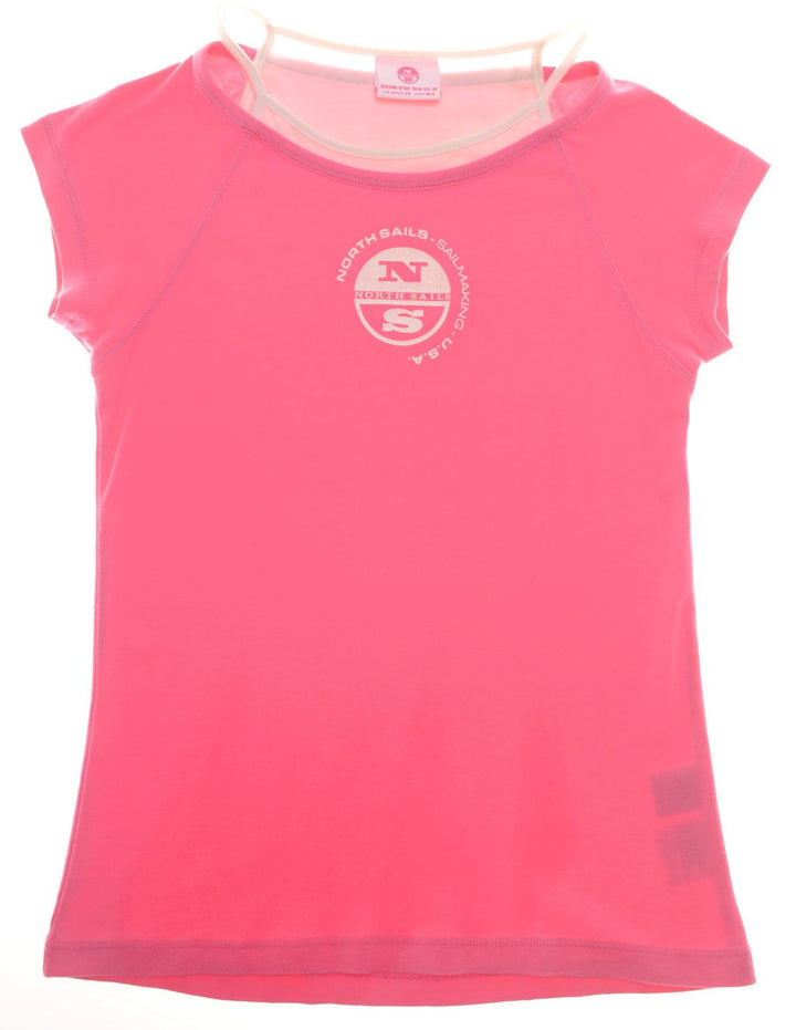NORTH SAILS Girls Graphic T-Shirt Top 13-14 Years Pink Cotton | Vintage | Thrift | Second-Hand | Used Clothing | Messina Hembry 
