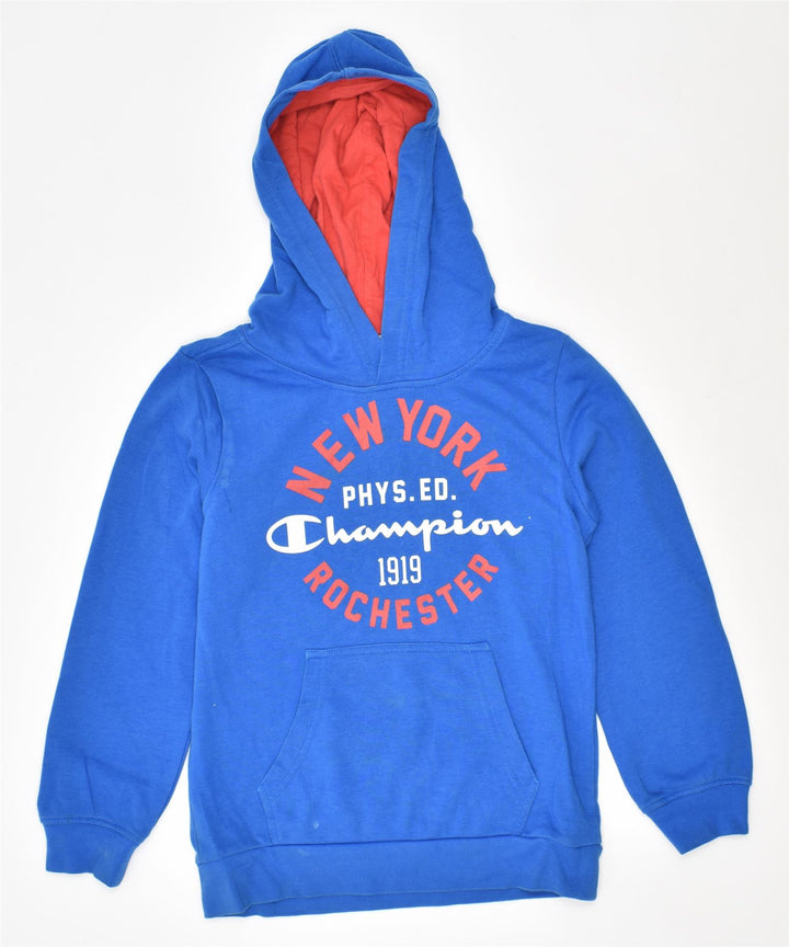 CHAMPION Boys Graphic Hoodie Jumper 7-8 Years Small Blue Cotton | Vintage | Thrift | Second-Hand | Used Clothing | Messina Hembry 