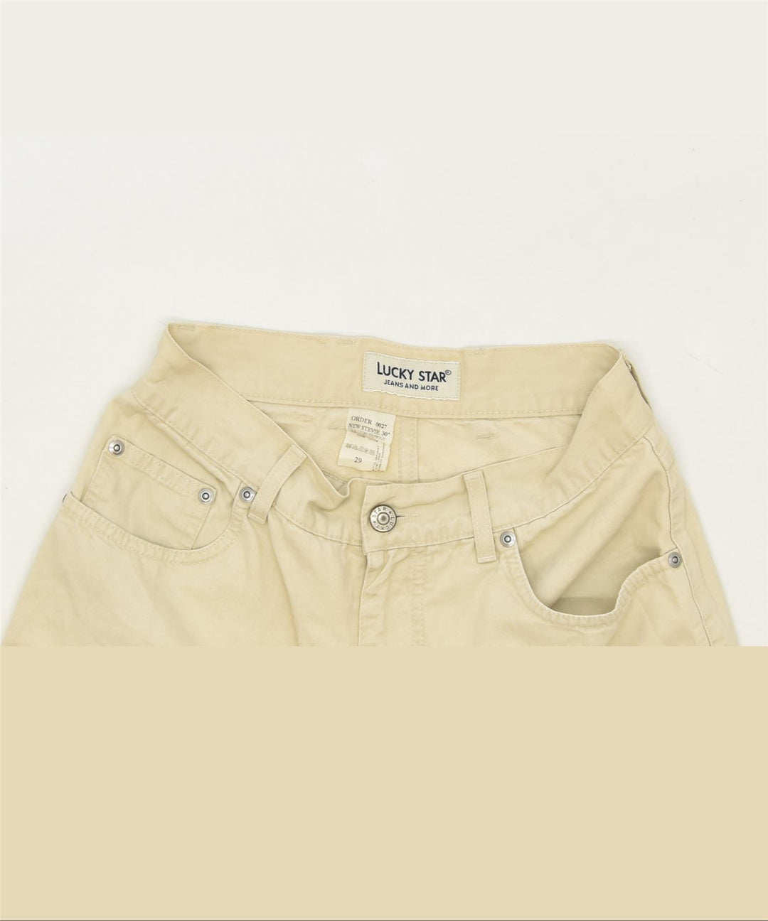 LUCKY STAR Womens Tapered Casual Trousers W29 L30 Beige Cotton Classic | Vintage | Thrift | Second-Hand | Used Clothing | Messina Hembry 