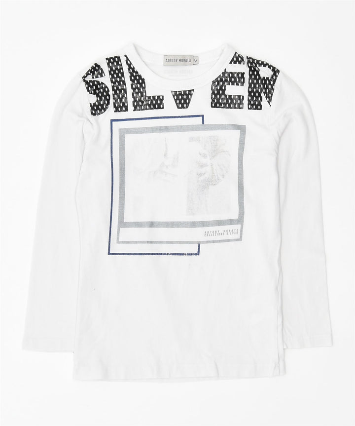 ANTONY MORATO Boys Graphic Top Long Sleeve 5-6 Years White Cotton Vintage | Vintage | Thrift | Second-Hand | Used Clothing | Messina Hembry 