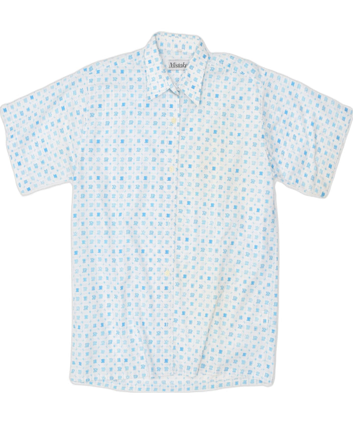 MISTAKES Womens Oversized Short Sleeve Shirt Small Blue Flecked Polyester | Vintage | Thrift | Second-Hand | Used Clothing | Messina Hembry 