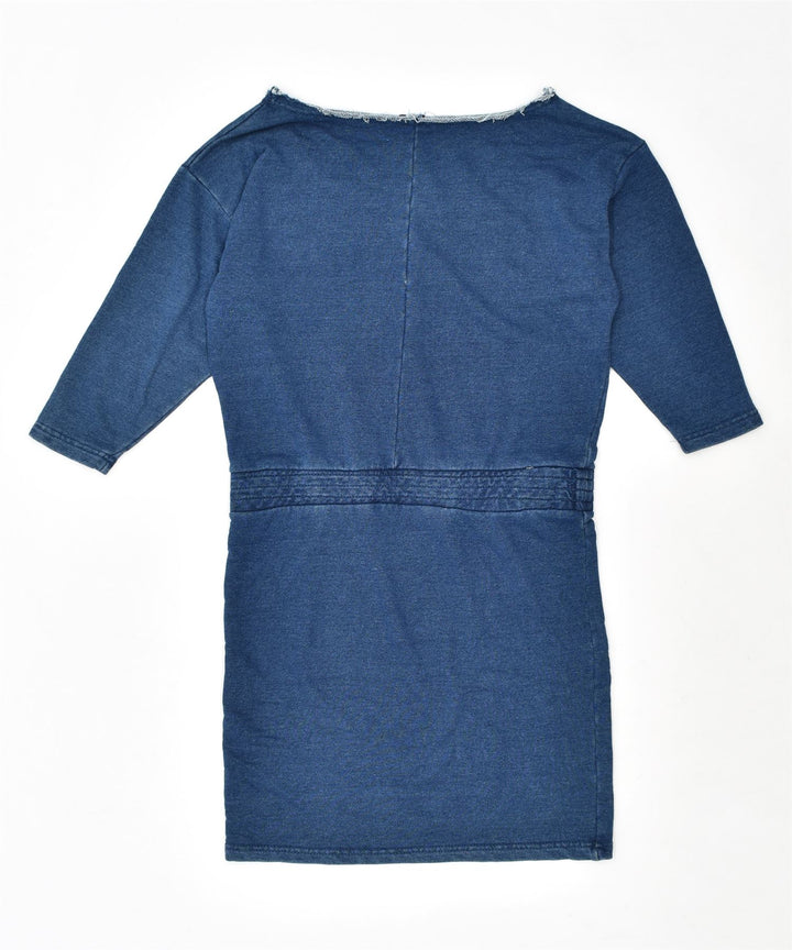 RUTME Womens Drop Waist Dress UK 14 Medium Blue Cotton Vintage | Vintage | Thrift | Second-Hand | Used Clothing | Messina Hembry 