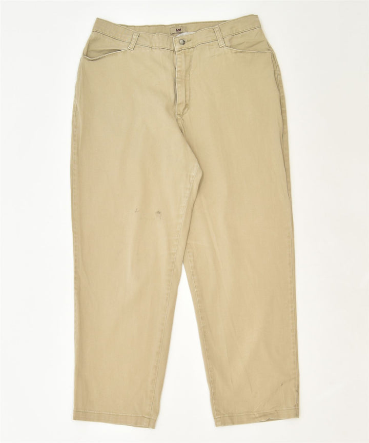 LEE Womens Slim Casual Trousers US 16 2XL W34 L28 Beige Cotton Classic | Vintage | Thrift | Second-Hand | Used Clothing | Messina Hembry 